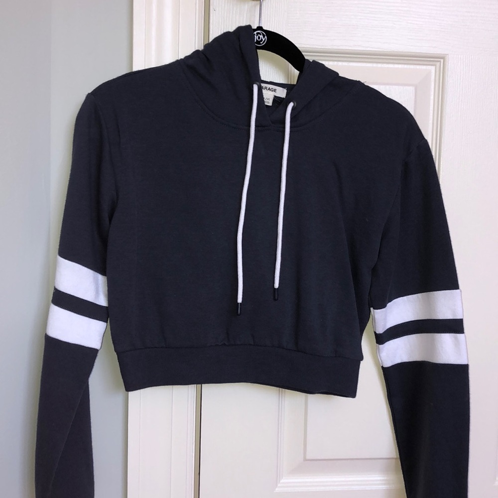 Blue hoodie cropped top